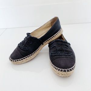 Chanel black canvas espadrilles